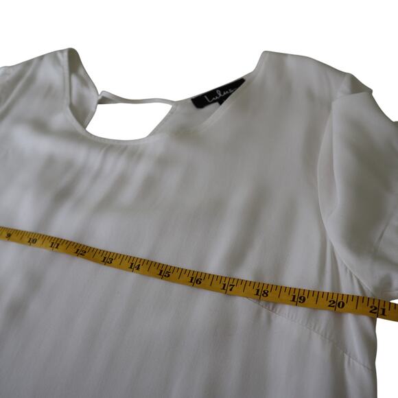 Lulus Womens Chic Of Perfection Shift Dress Sze Large White Bridal Ruffle Dainty - Picture 10 of 12